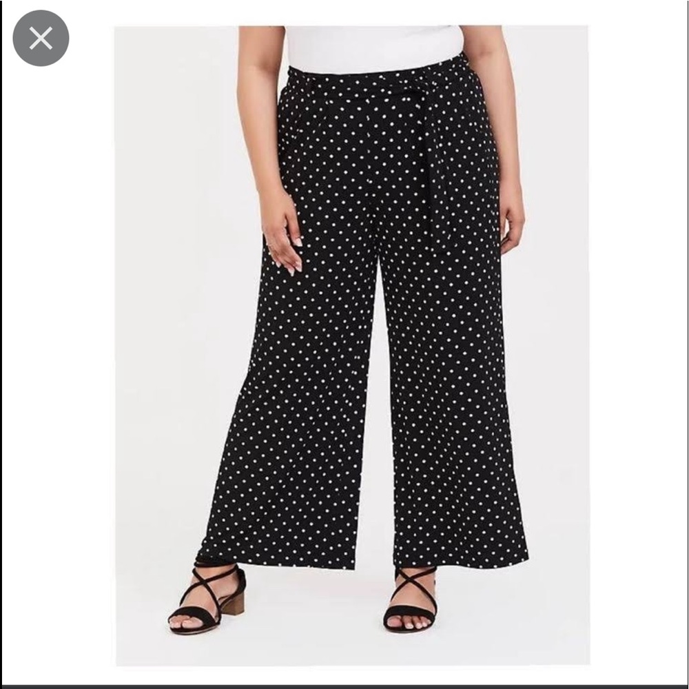 Torrid Polka Dot Stretch Pants With Belt Wide Leg - PLUS SIZE